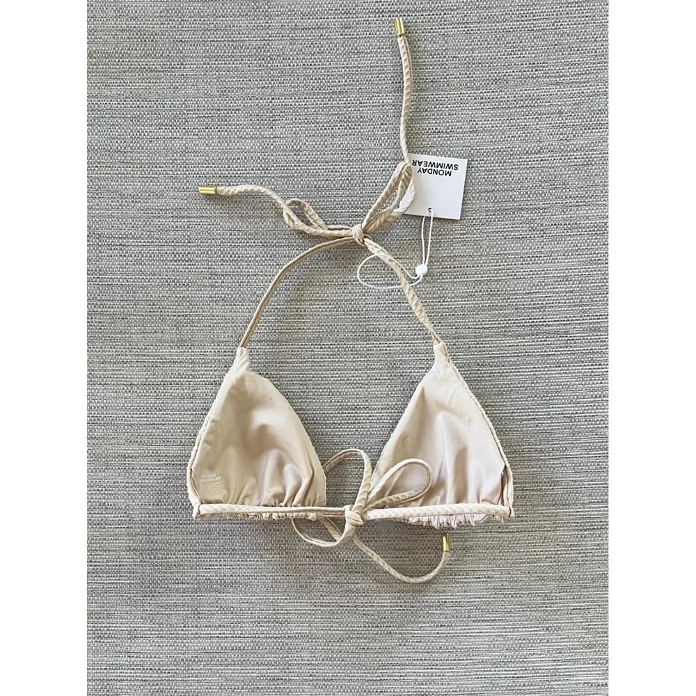 Monday Swimwear Palma Top P Vanilla Crinkle Bikini Triangle NWT